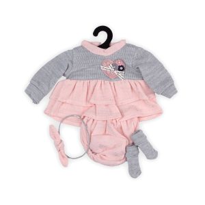 Abito grigio e rosa con dettagli eleganti per My FAO Doll 40cm