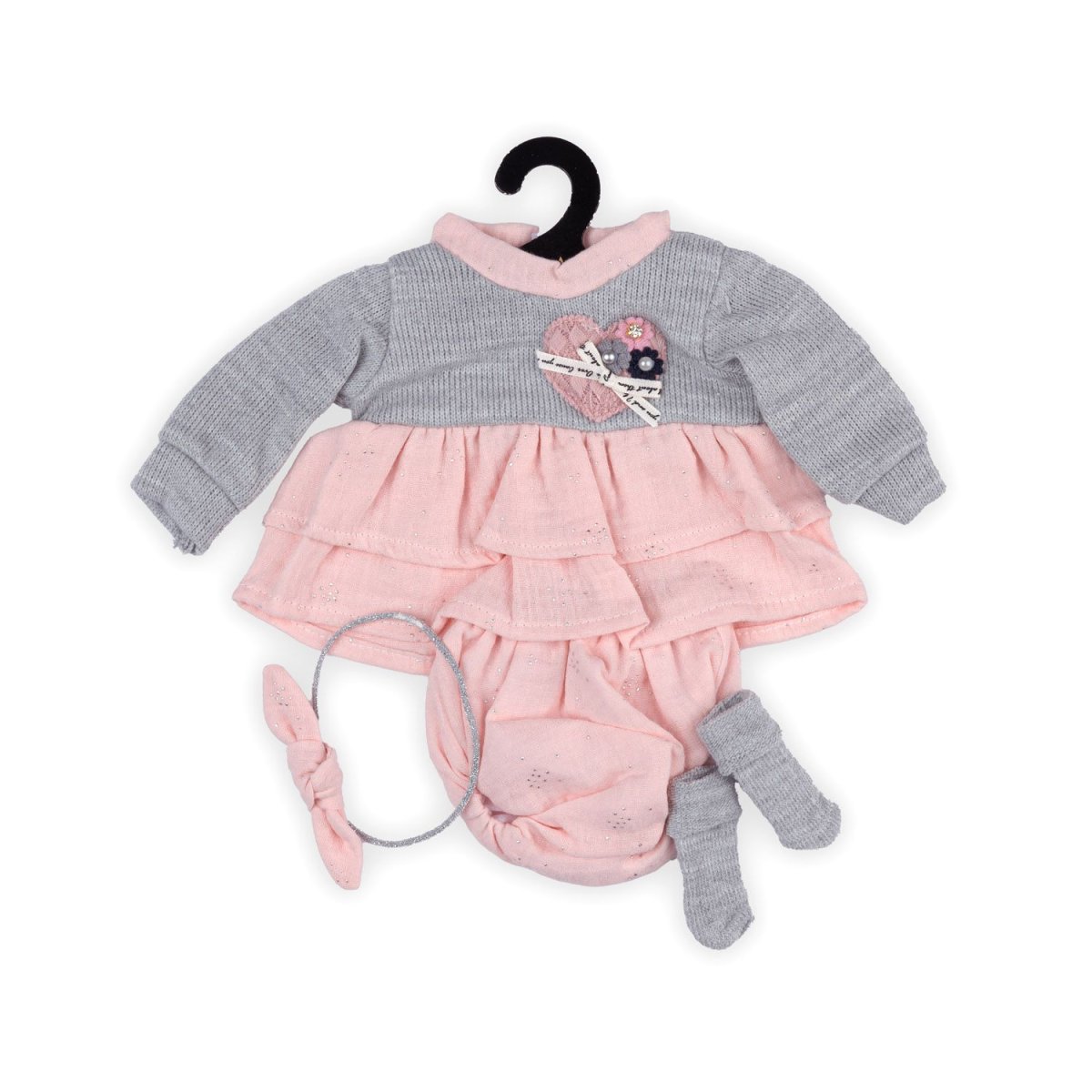 Abito grigio e rosa con dettagli eleganti per My FAO Doll 40cm