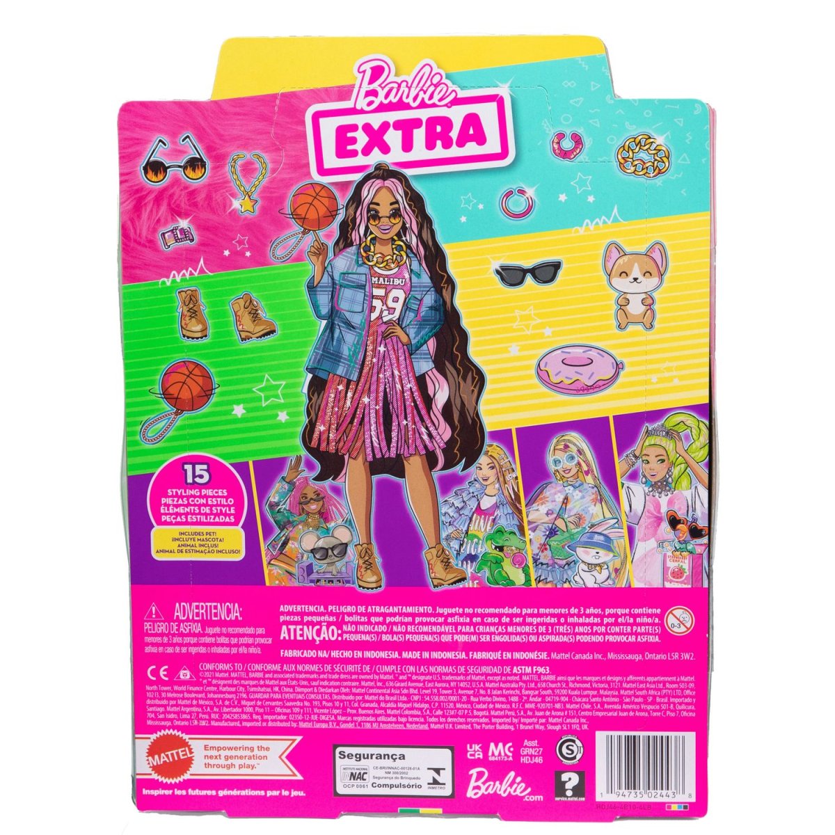 Barbie Extra Snodata con Lunghissimi Capelli Ondulati con Ciocche Rosa - immagine 9
