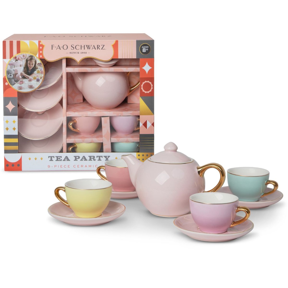Set da the di ceramica da 9 pezzi