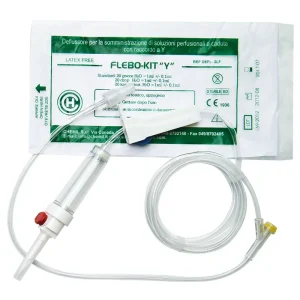 Deflussore per fleboclisi  s/ago c/roller e punto di infusione a Y