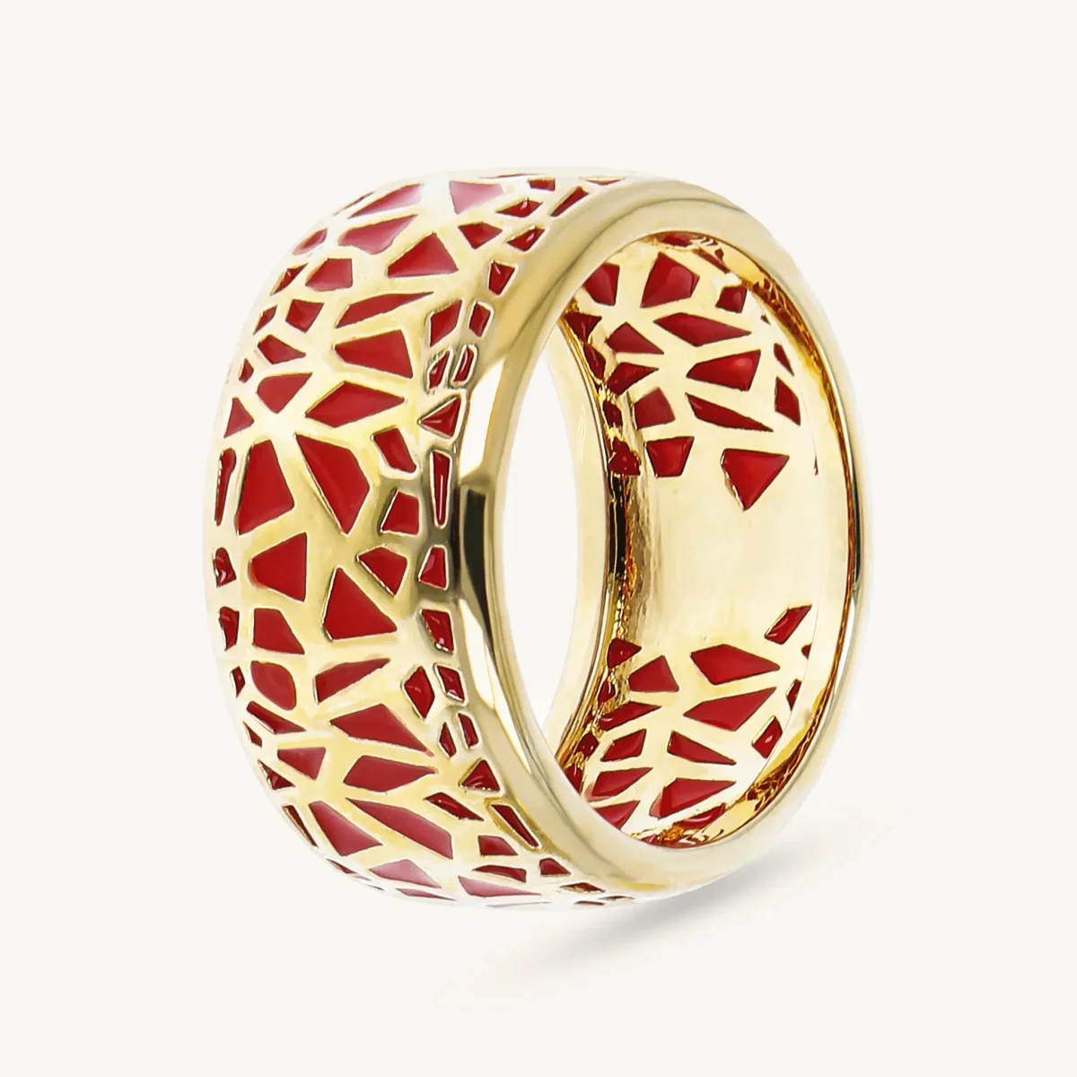 Anello a Fascia Smaltato e Traforato