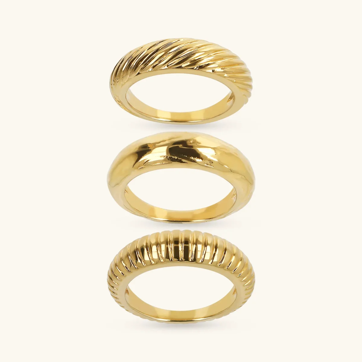 Set di Anelli Fedine Martellati e Rigati