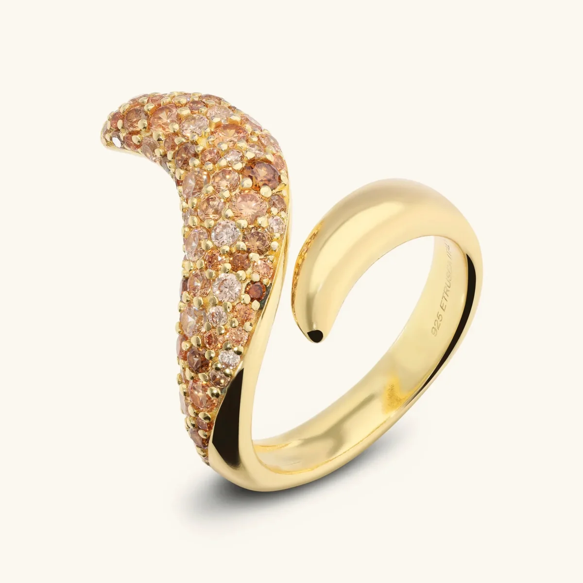 Anello Contrarié Onda con Pavé di Cubic Zirconia