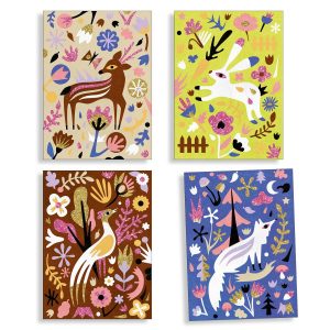 Kit creativo con 4 disegni con sabbia colorata Woodland