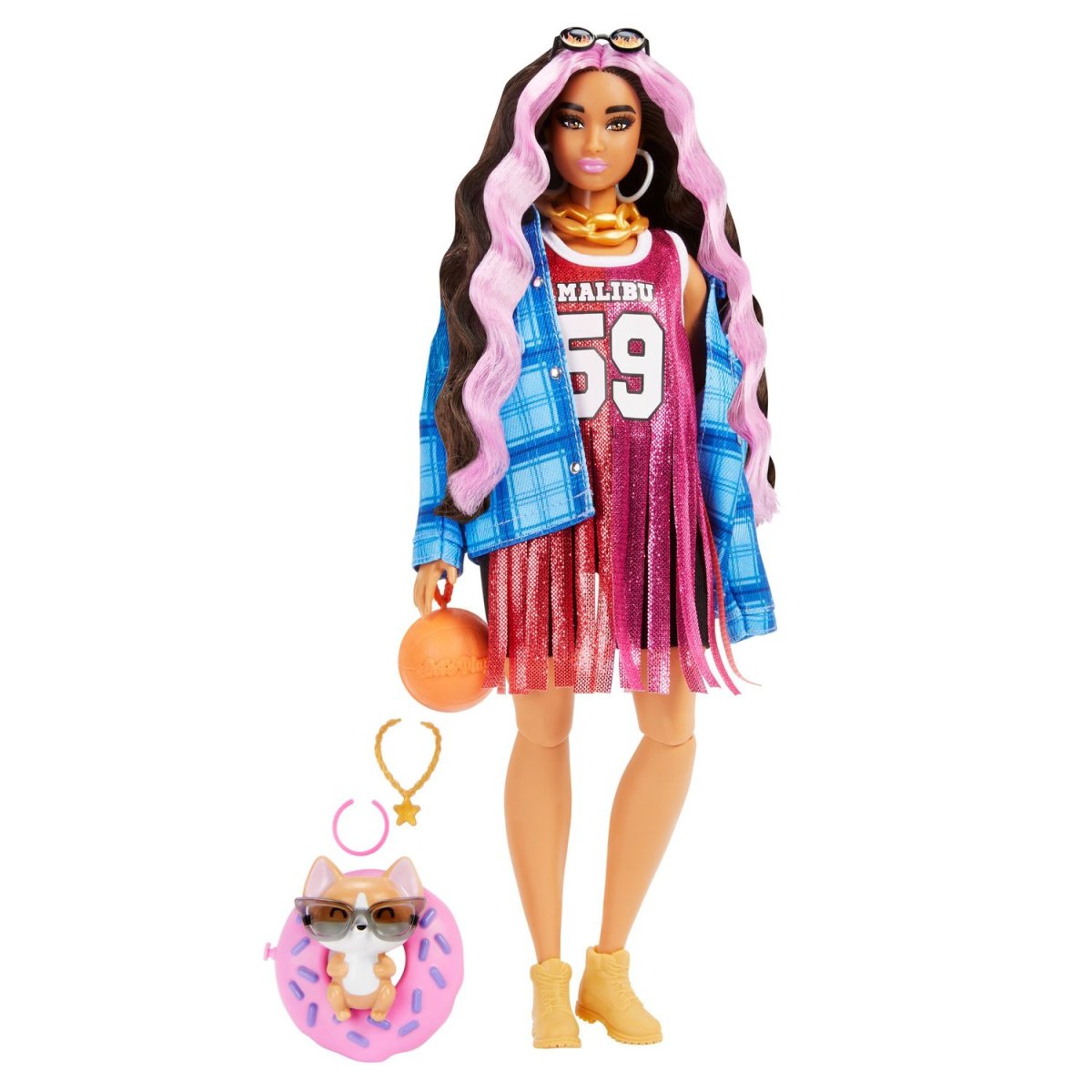 Barbie Extra Snodata con Lunghissimi Capelli Ondulati con Ciocche Rosa