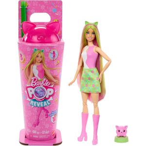 Barbie Pop Reveal Frullati – Bambola con Cerchietto, Cucciolo e 8 Sorprese a Tema Smoothie