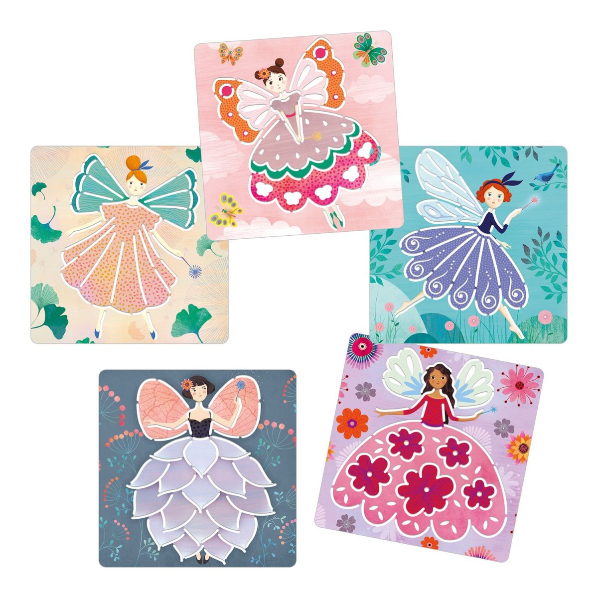 Kit artistico con 5 stencil Fairies